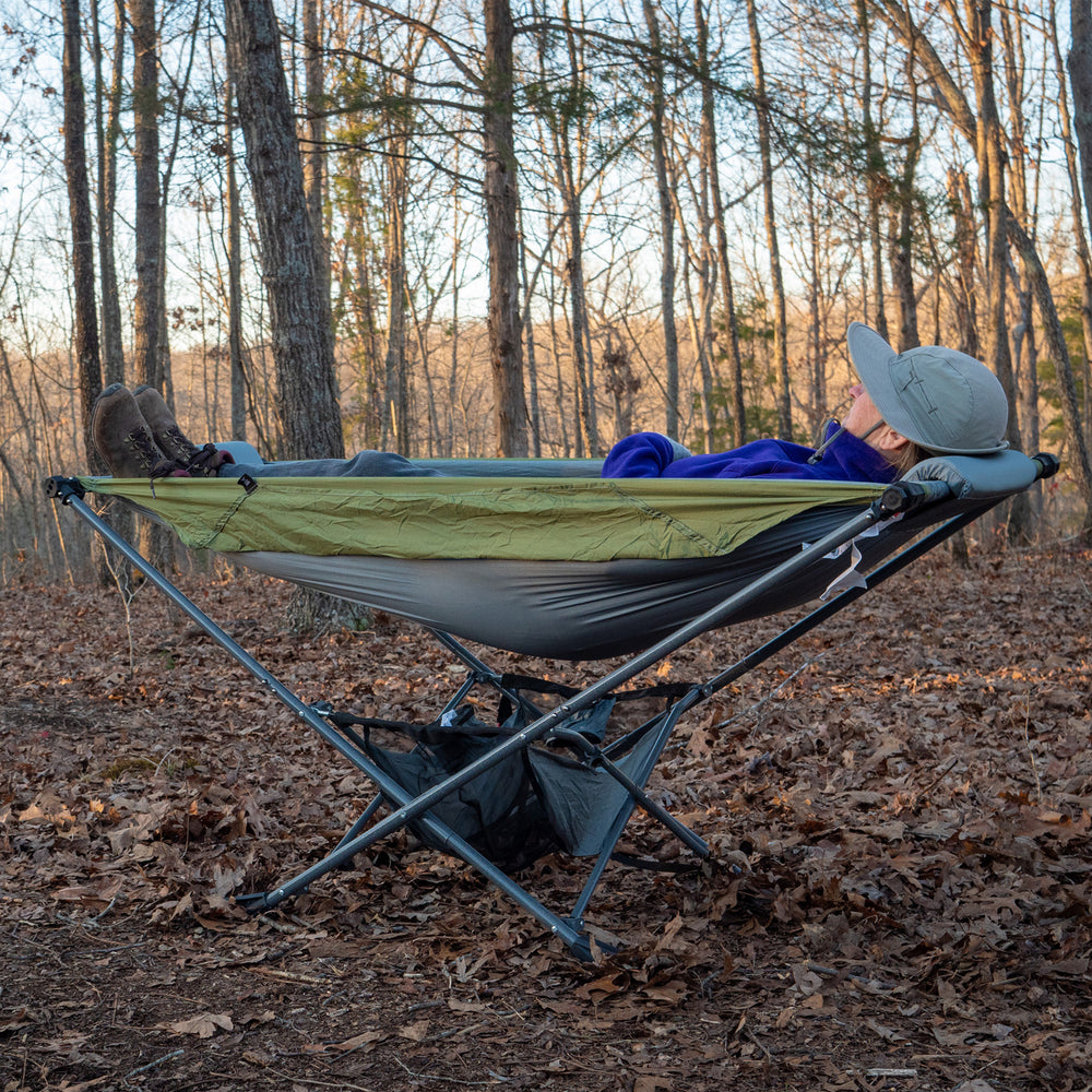 camping portable folding hammock with stand and underquilt